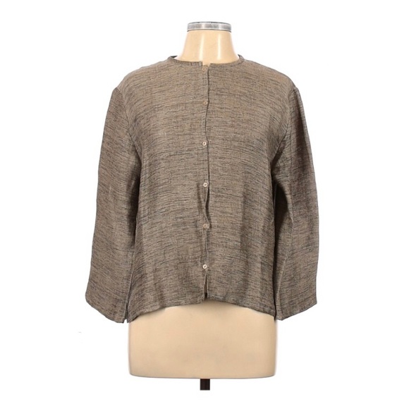 EILEEN FISHER size L tan blouse in Excellent condition